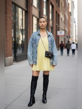 One Clothing Pleaded cami dress yellow size small